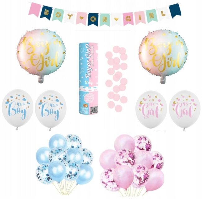 Balony Zestaw Baby Shower Boy Or Girl Dekoracje