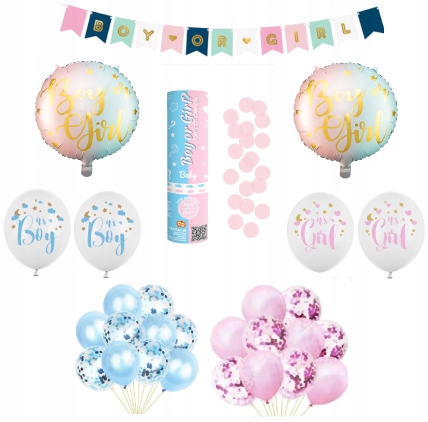 Balony Zestaw Baby Shower Boy Or Girl Dekoracje