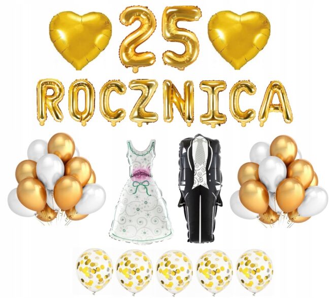 Dwudziesta Piąta 25 Rocznica Ślubu Zestaw Balony