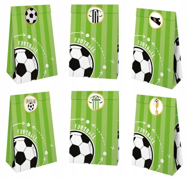 Torebki na cukierki Football Piłka Nożna 6 sztuk Urodziny