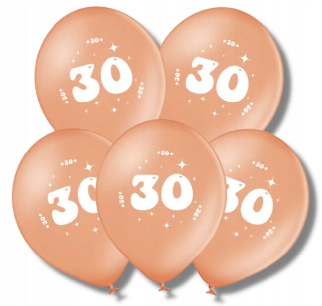 Balony różowe złoto 30 Urodziny Rocznica 5 sztuk