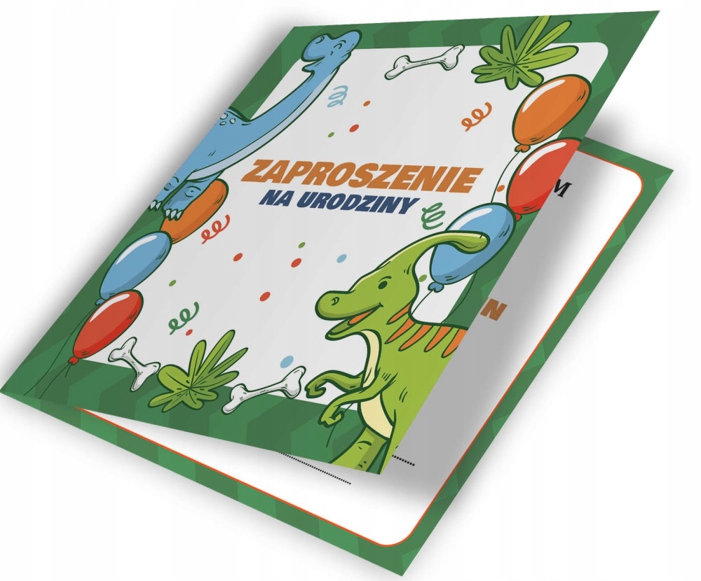 Zaproszenia na Urodziny Dinozaur Dinozaury + koperta 10 sztuk - obrazek 2