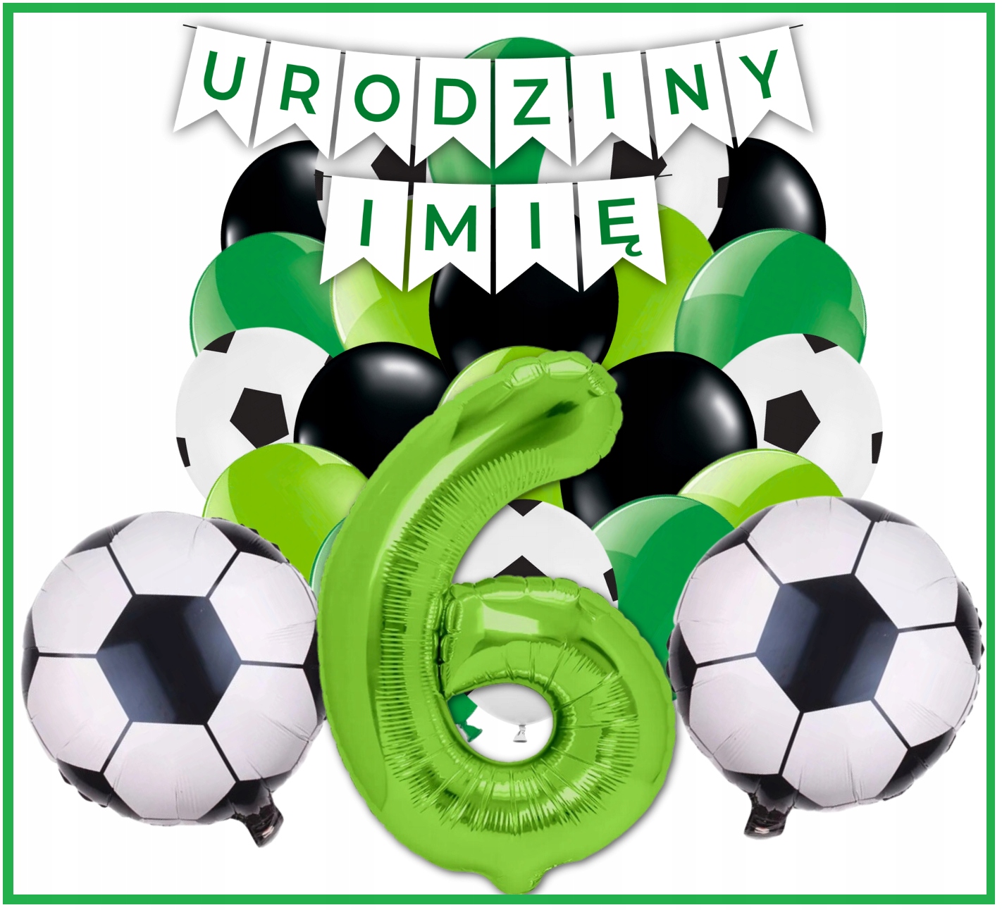 Zestaw Balony Piłka Nożna 6 Urodziny Baner Urodziny + Imię - obrazek 2