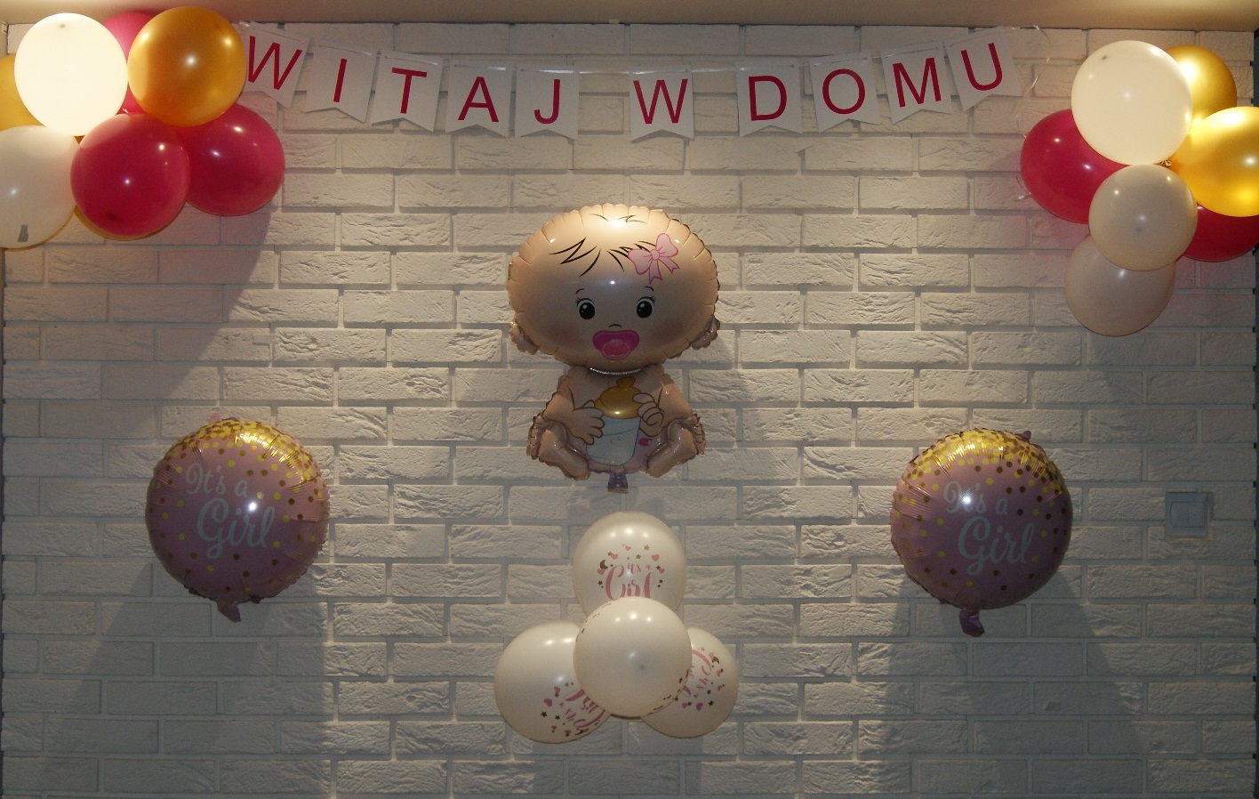 Baby Shower Witaj w Domu Zestaw Baby Girl Balony - obrazek 2