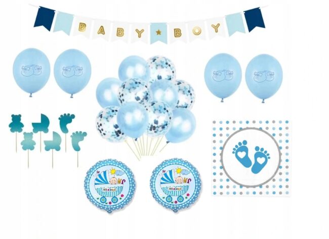 Balony Zestaw Baby Shower Boy Dziecko Narodziny