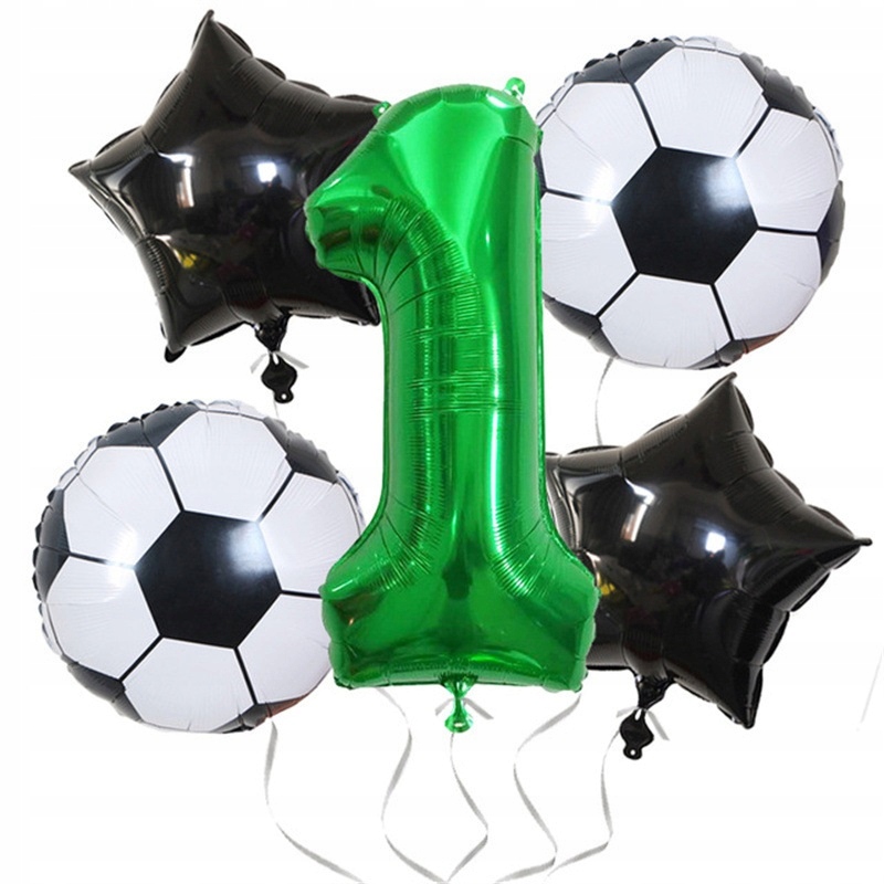 Balony zestaw dekoracyjny 1 Urodziny Piłka Nożna Piłkarz Zestaw 5 balonów