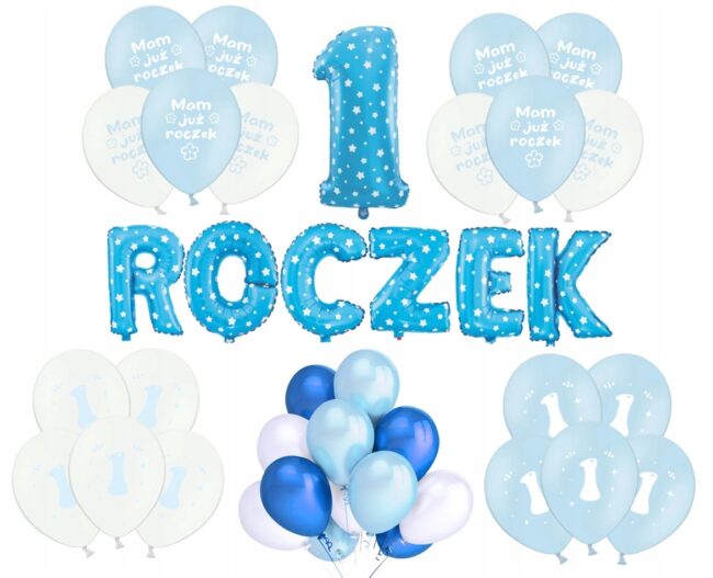1 Urodziny Pierwsze Roczek Balony Zestaw Dekoracja