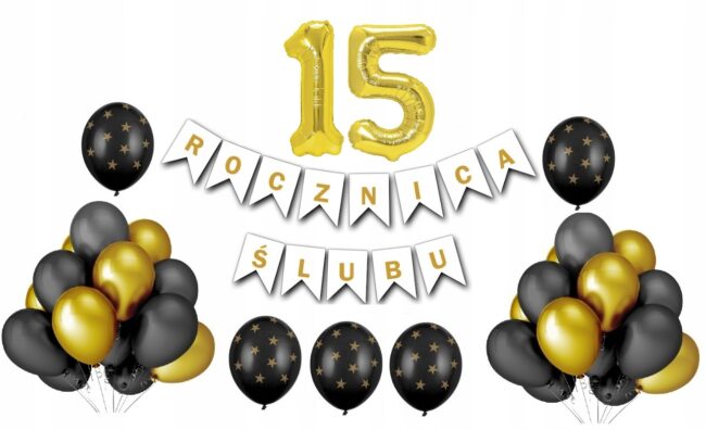 Zestaw Balony Dekoracje 15 Rocznica Ślubu
