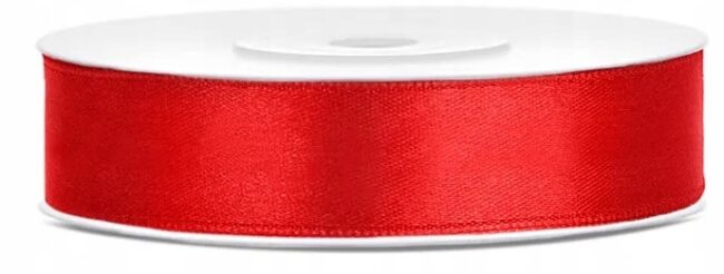 Wstążka Tasiemka satynowa 12mm/25m Czerwona Święta Prezenty BNAR-236