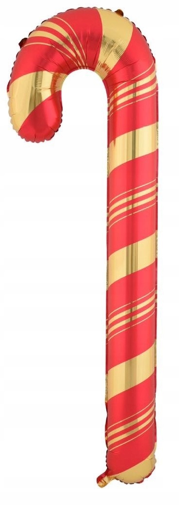 Balon foliowy Laska Cukrowa czerwono-złota Boże Narodzenie 36x73cm BNAR-069