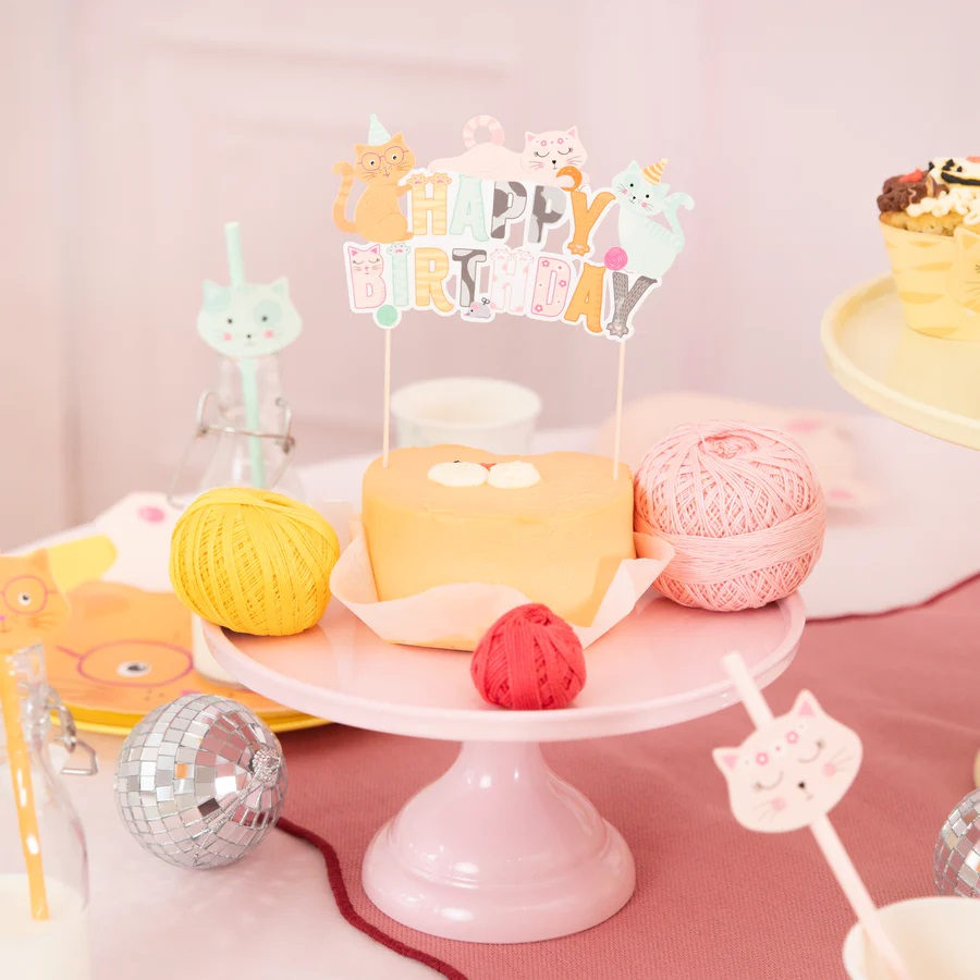 Topper na tort HAPPY BIRTHDAY Kot Koty Kotki Kotek Urodziny - obrazek 2