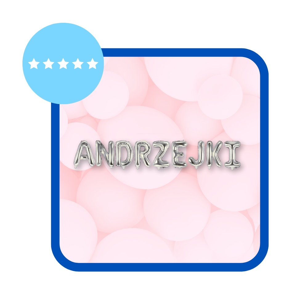 Balony foliowe napis ANDRZEJKI srebrne srebrny 35 cm - obrazek 3