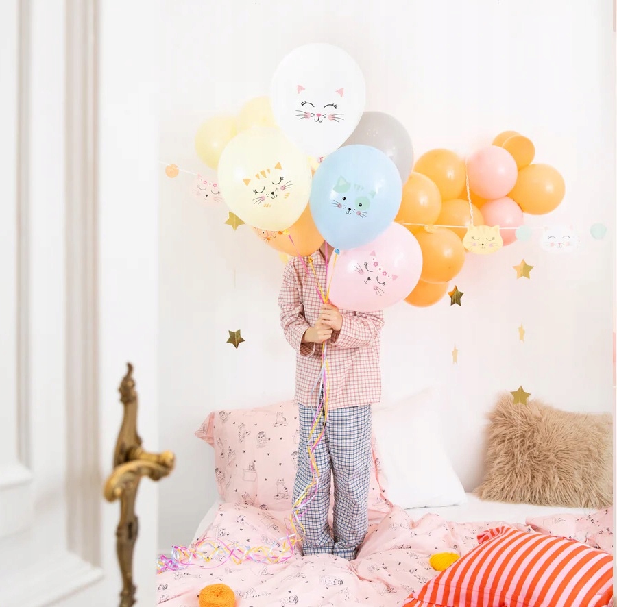 Balony lateksowe Kot Koty Kotki Kotek mix 6 sztuk Urodziny - obrazek 3