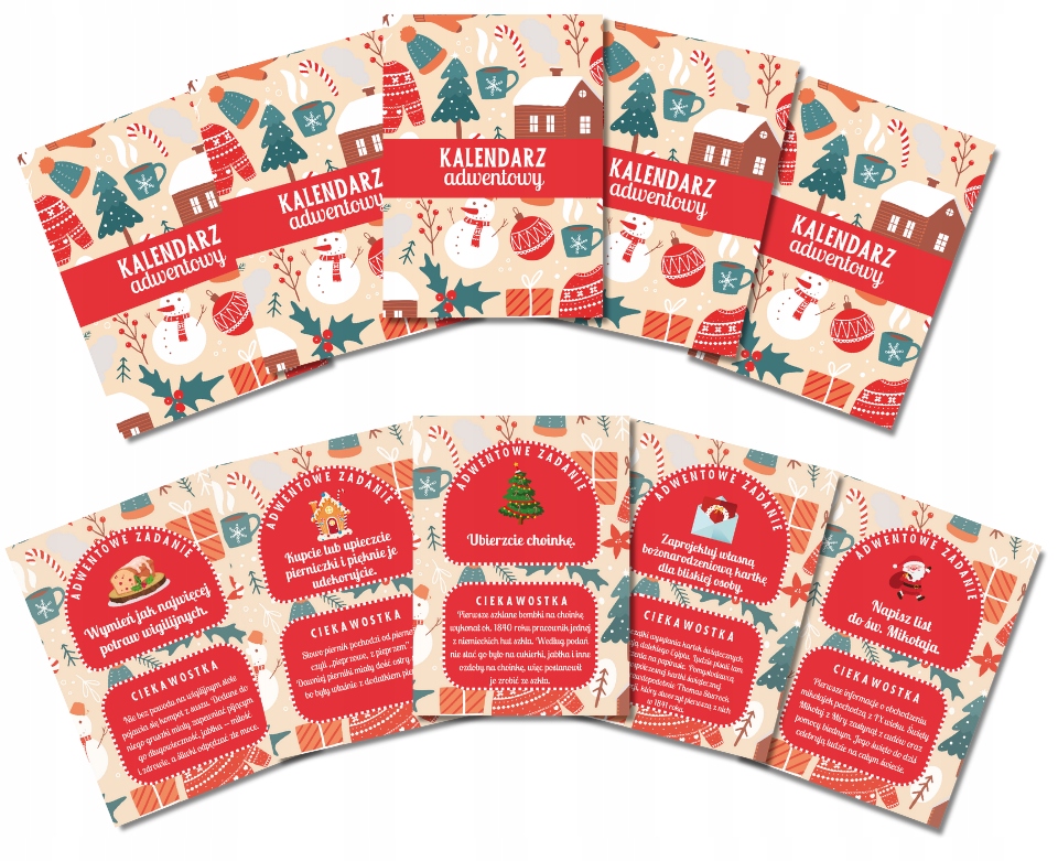 Kalendarz adwentowy Torebki Karty zadań Sznurek Boże Narodzenie BNAR-293 - obrazek 10