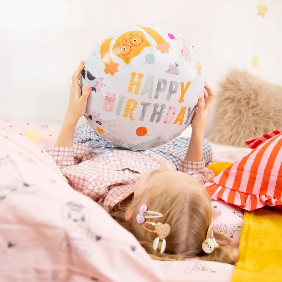 Balon foliowy Happy Birthday Kot Koty Kotki Kotek 45 sztuk Urodziny - obrazek 4