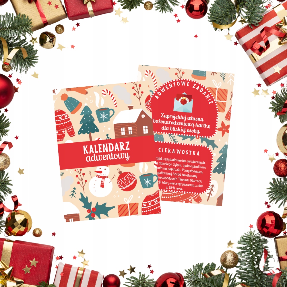 Kalendarz adwentowy Torebki Karty zadań Sznurek Boże Narodzenie BNAR-293 - obrazek 5