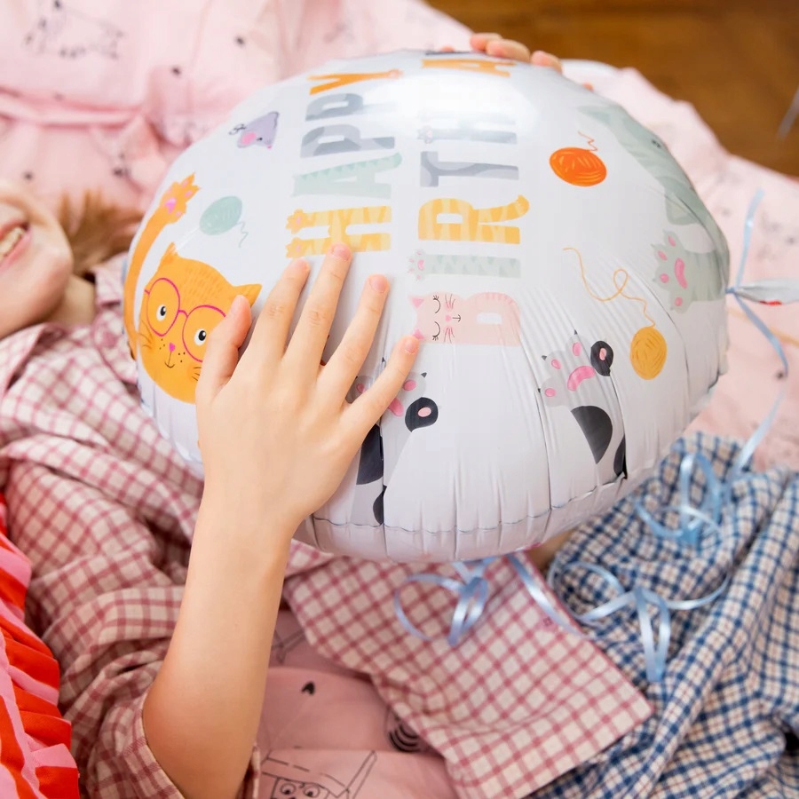 Balon foliowy Happy Birthday Kot Koty Kotki Kotek 45 sztuk Urodziny - obrazek 2