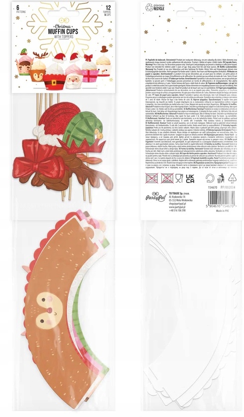 Papilotki do muffinek z toperami zestaw 12 sztuk Boże Narodzenie BNAR-189 - obrazek 4