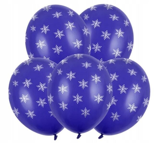 Balony lateksowe świąteczne Śnieżynki 5 sztuk Boże Narodzenie BNAR-052