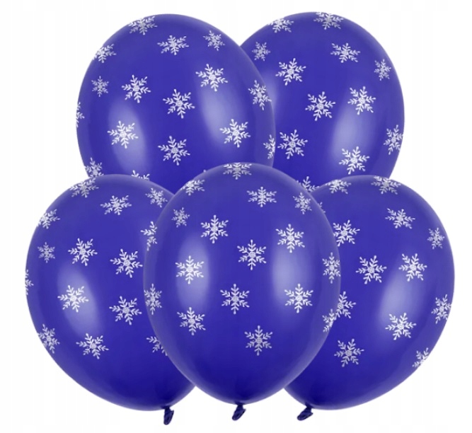 Balony lateksowe świąteczne Śnieżynki 5 sztuk Boże Narodzenie BNAR-052