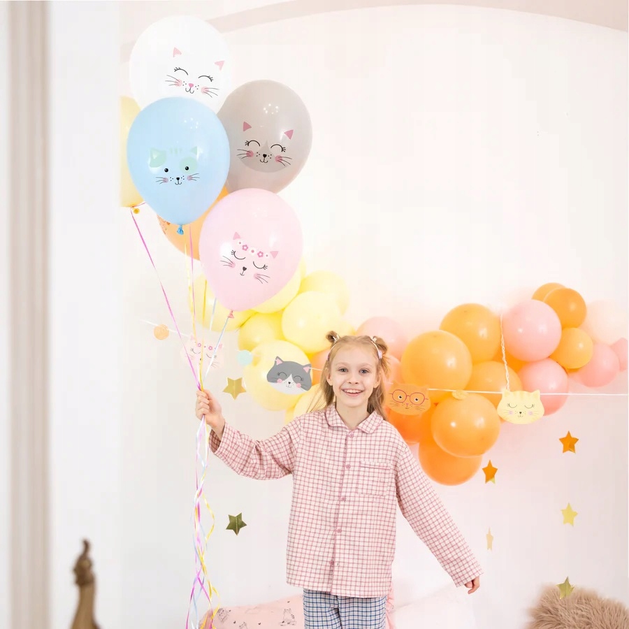 Balony lateksowe Kot Koty Kotki Kotek mix 6 sztuk Urodziny - obrazek 2
