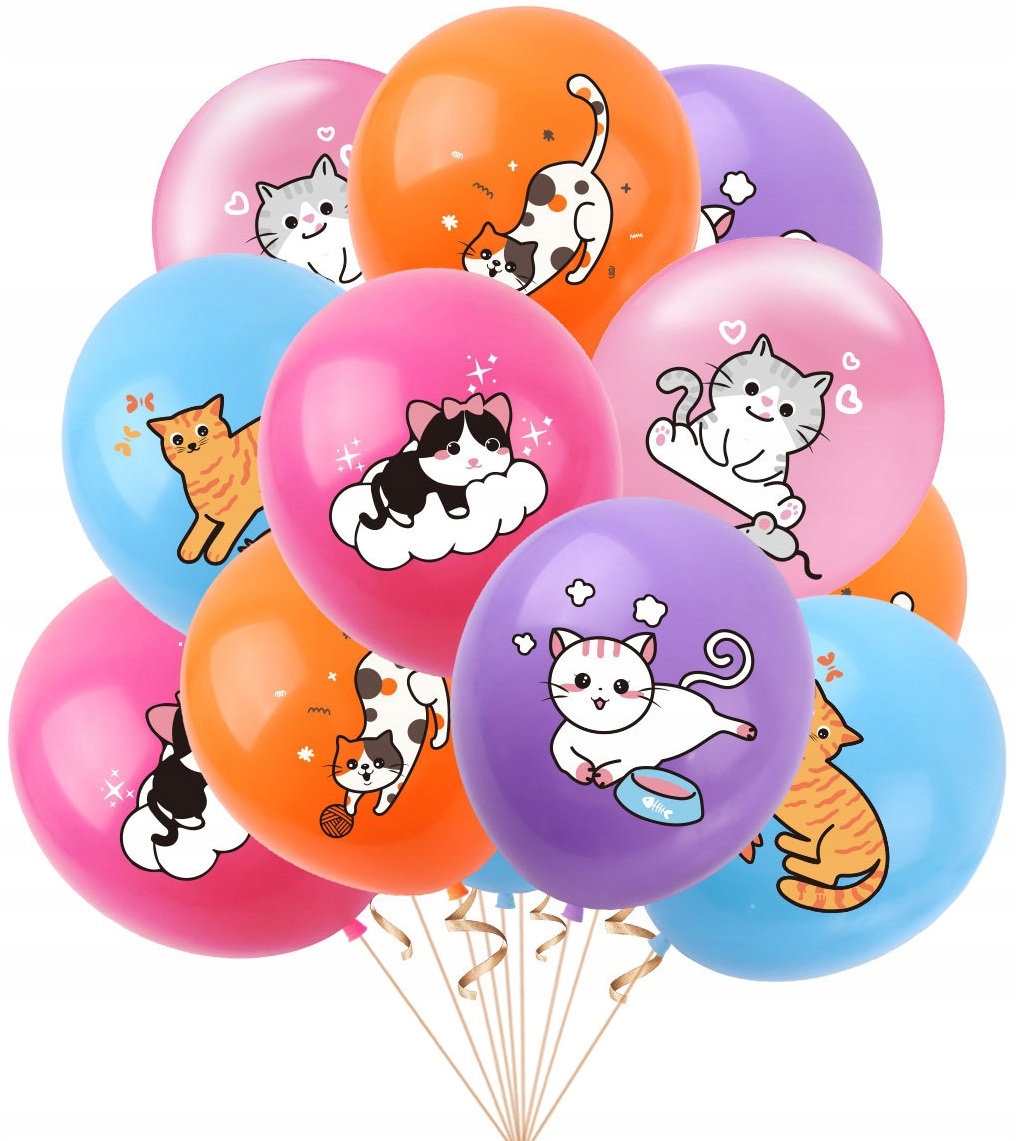 Zestaw Balony Kot Kotek Urodziny Dekoracje - obrazek 2