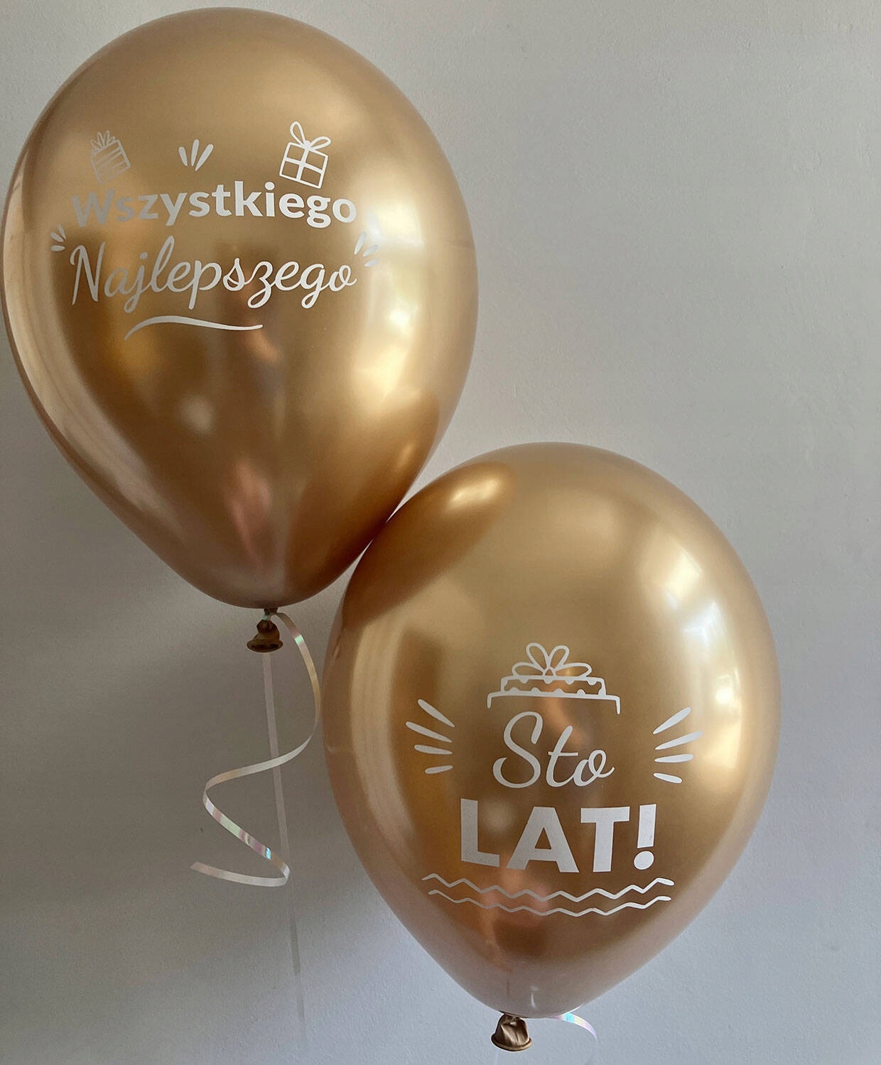 Balony lateksowe złote Mix Sto Lat Wszystkiego Najlepszego 6 sztuk Urodziny - obrazek 2