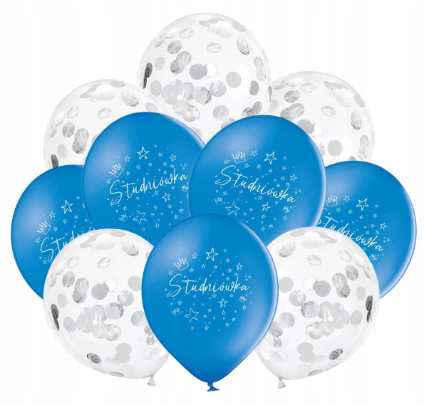 balony niebieskie i srebrne studniówka