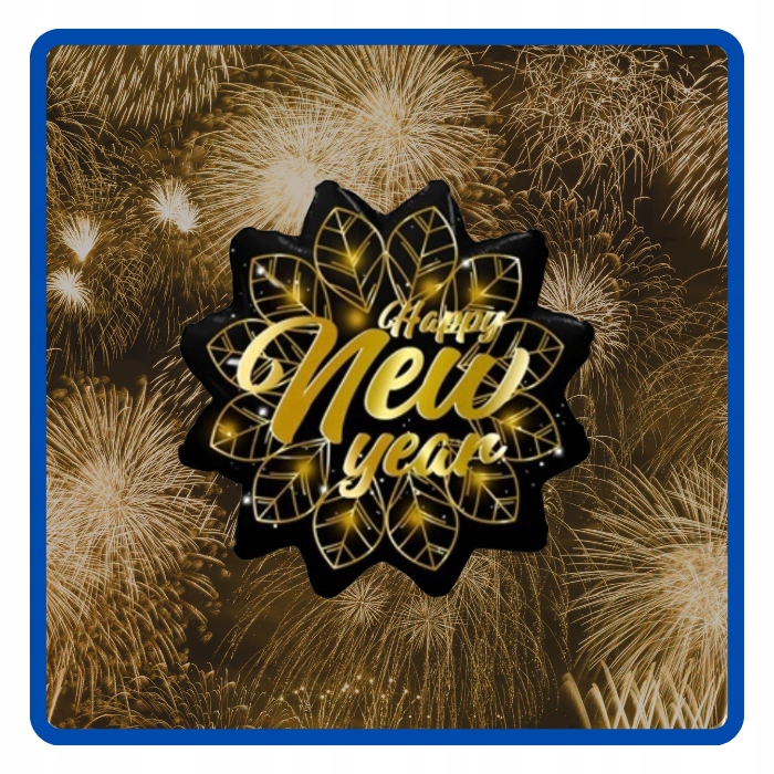 Balon foliowy czarno złoty Happy New Year Sylwester 53x46 cm SYL-033 - obrazek 3