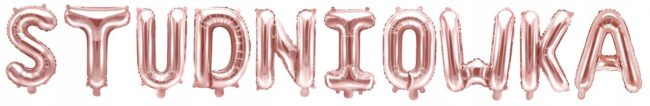 Balony foliowe napis STUDNIÓWKA różowe złoto rose gold literki 35 cm