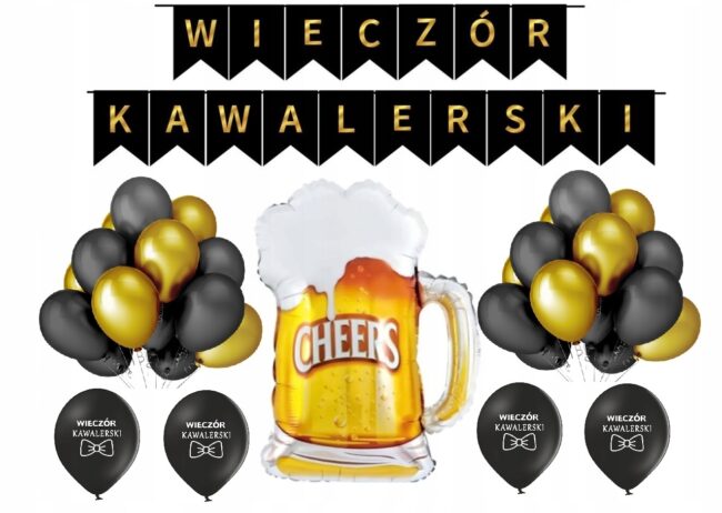 Zestaw balony na Wieczór Kawalerski Baner Balon Kufel Piwa Dekoracje