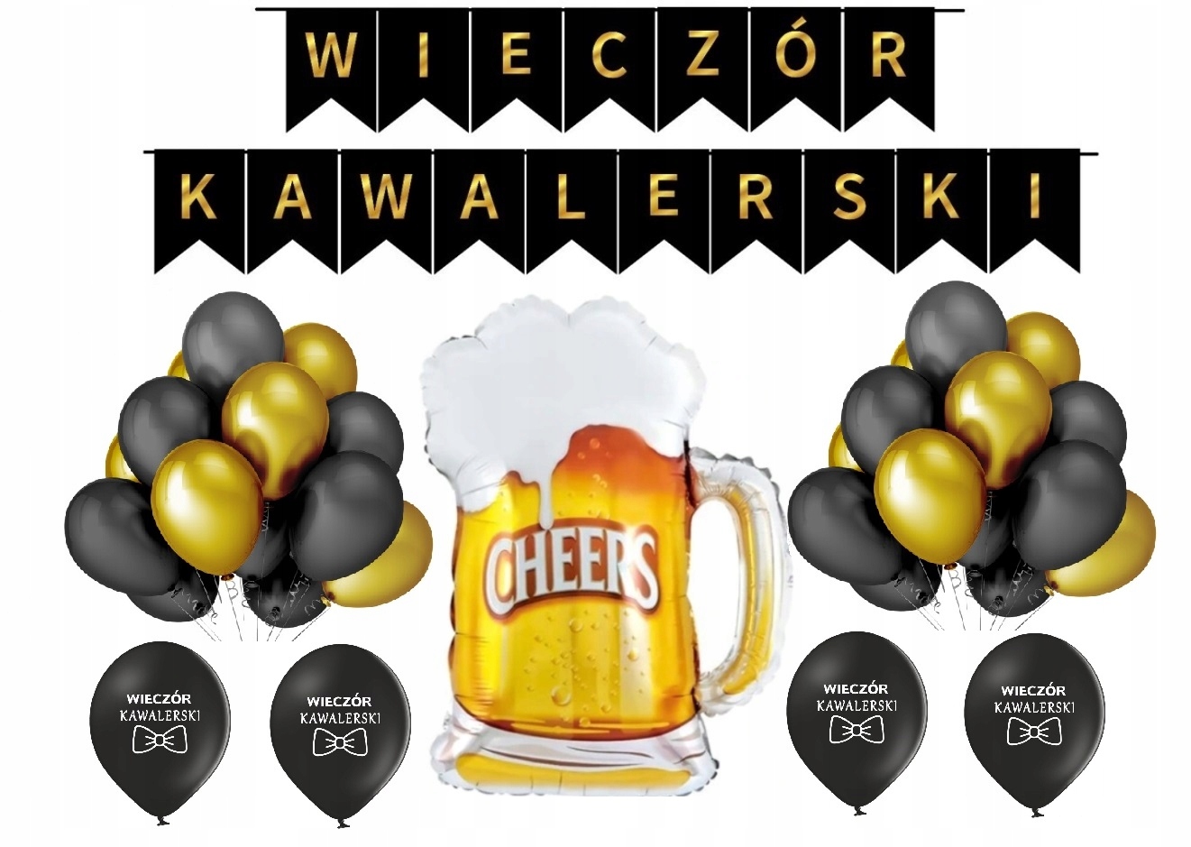 Zestaw balony na Wieczór Kawalerski Baner Balon Kufel Piwa Dekoracje