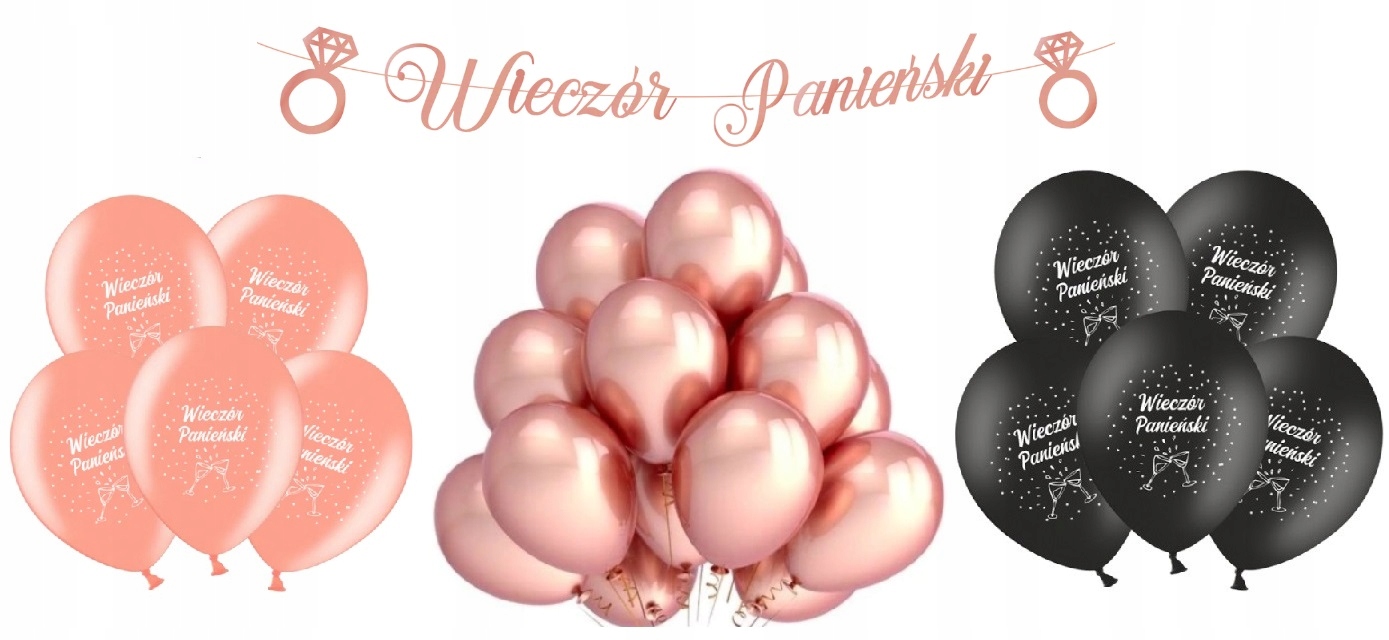 balony różowe czarne wieczór panieński