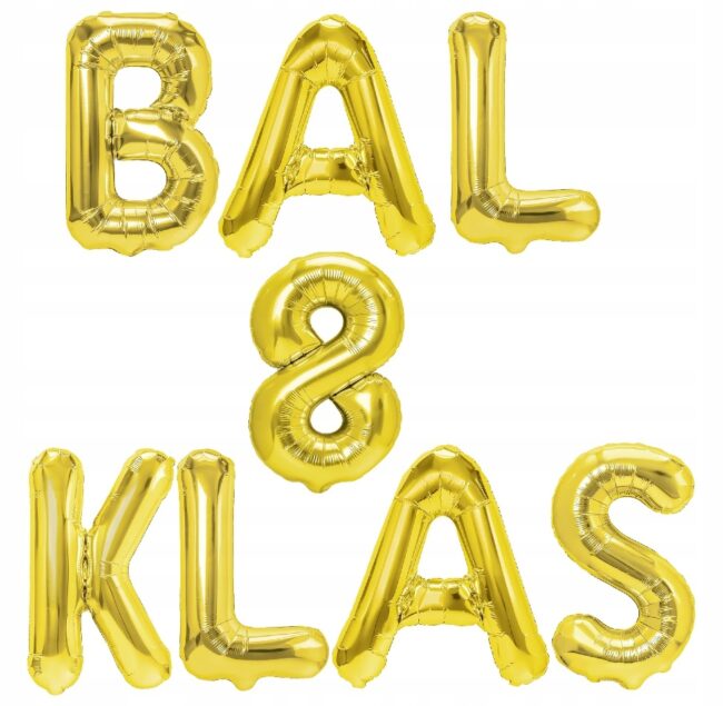Zestaw Balony Napis BAL 8 KLAS złoty Literki 35 cm Bal Ósmoklasisty