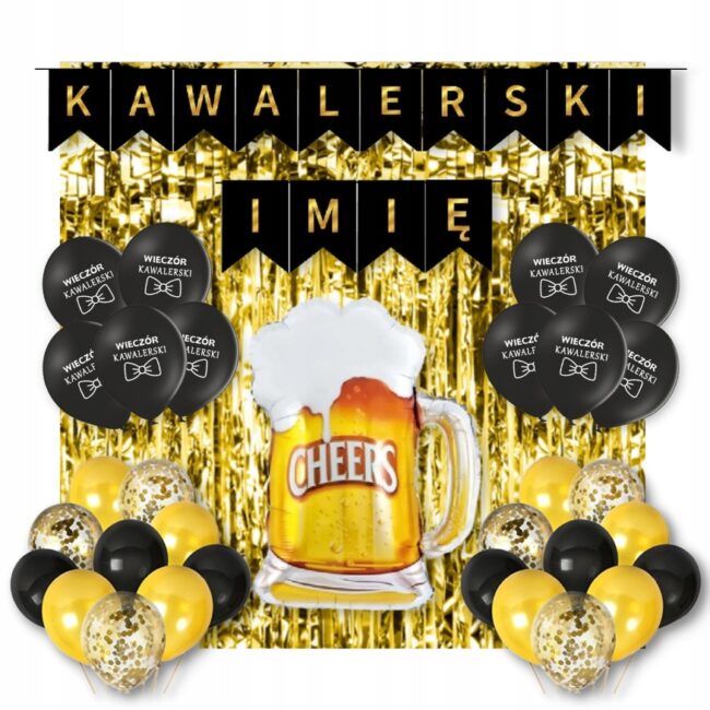 Zestaw Balony na Wieczór Kawalerski Baner + Imię