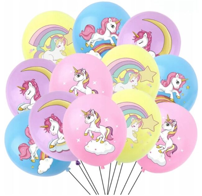 Balony lateksowe z Jednorożcem Jednorożec mix 12 sztuk Urodziny