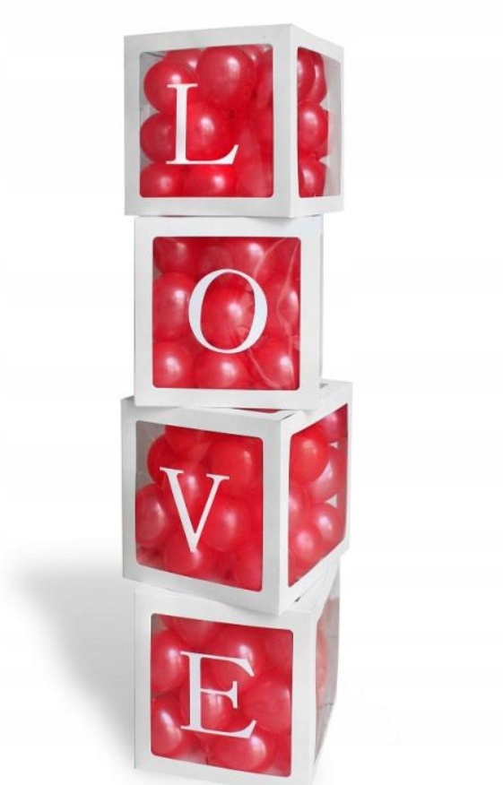 Zestaw pudełek na balony z literami LOVE
