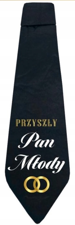 Krawat na Wieczór Kawalerski Przyszły Pan Młody czarny 10x32 cm