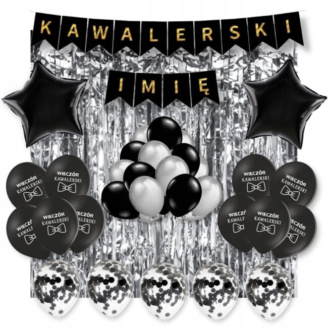 Zestaw Balony na Wieczór Kawalerski Baner + Imię