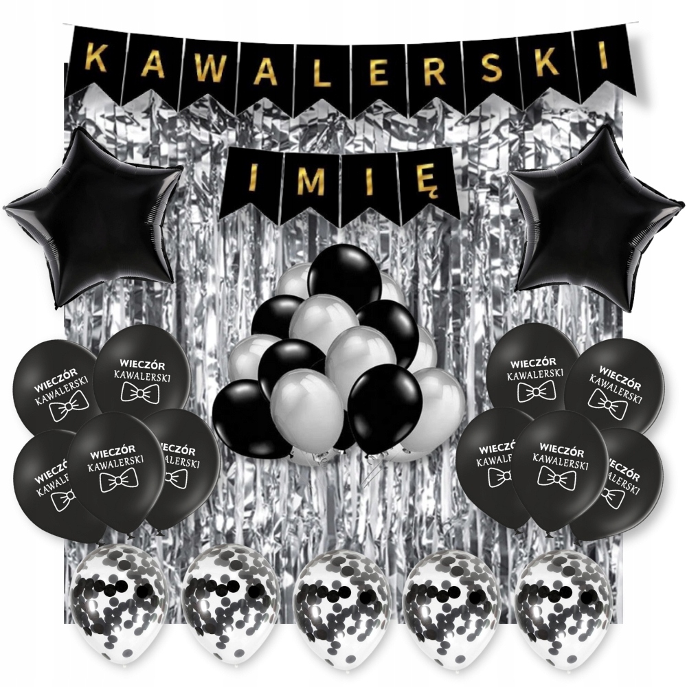 Zestaw Balony na Wieczór Kawalerski Baner + Imię