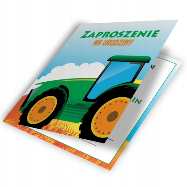 Zaproszenia na Urodziny TRAKTOR Farma + koperta 10 sztuk - obrazek 2