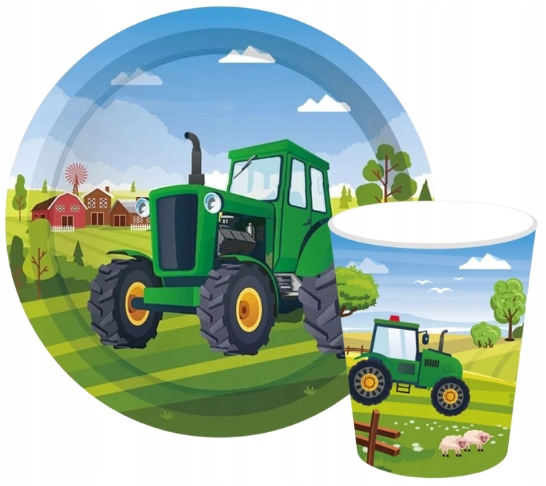 Zestaw Kubeczki Talerzyki papierowe FARMA Traktor Wieś Urodziny