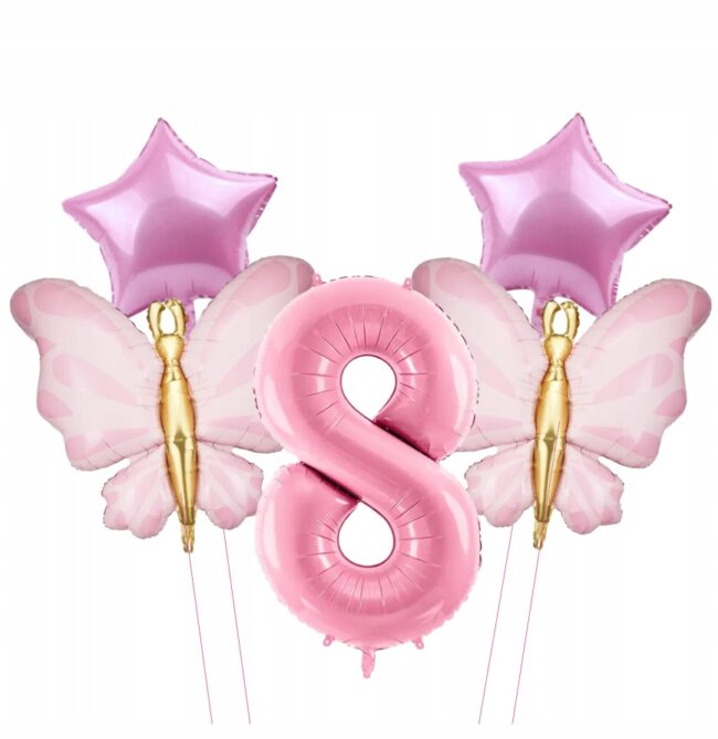 8 urodziny balony motyle
