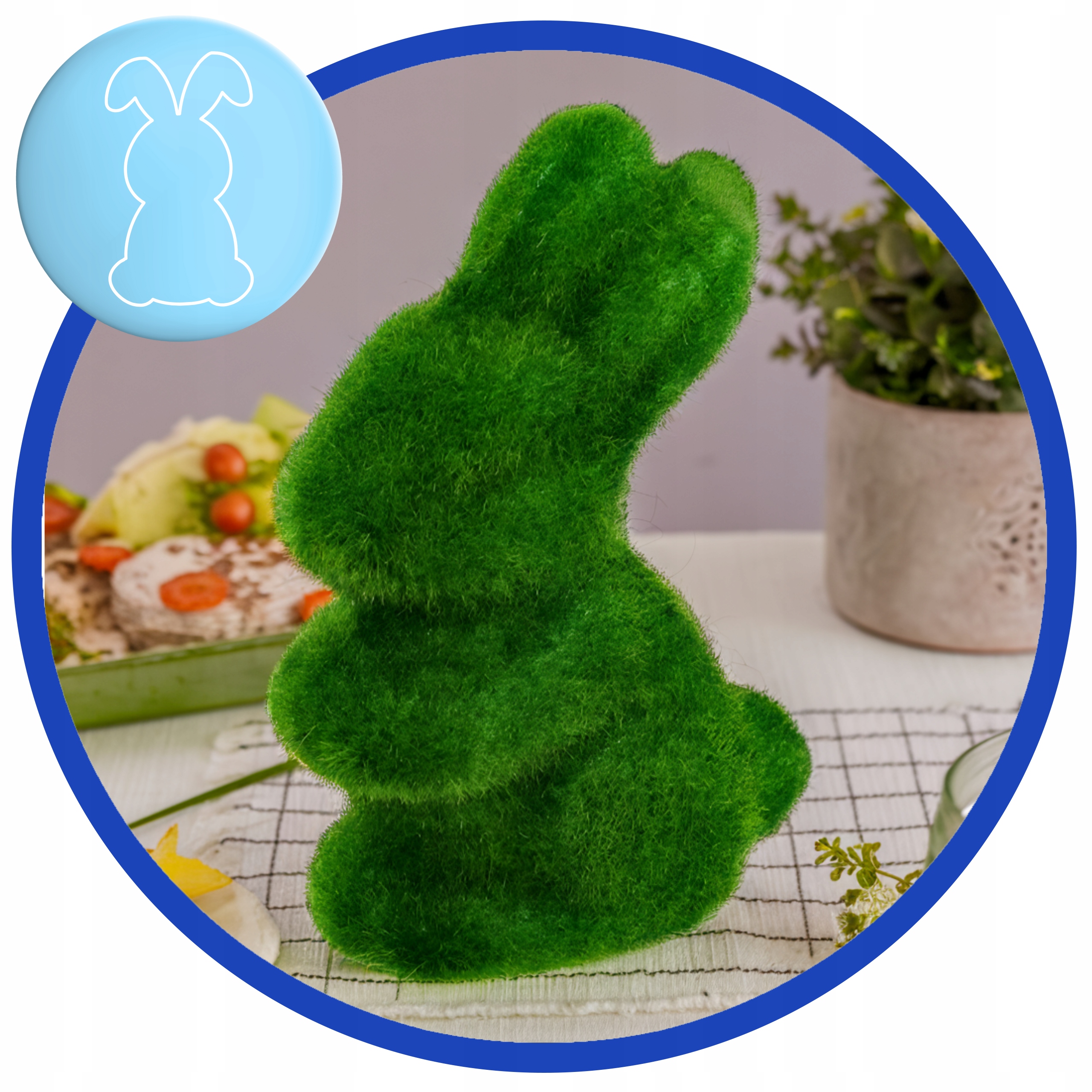 Zajączki Wielkanocne Zajączek Flokowane 3 sztuki Zielone Wielkanoc WLK-104 - obrazek 3