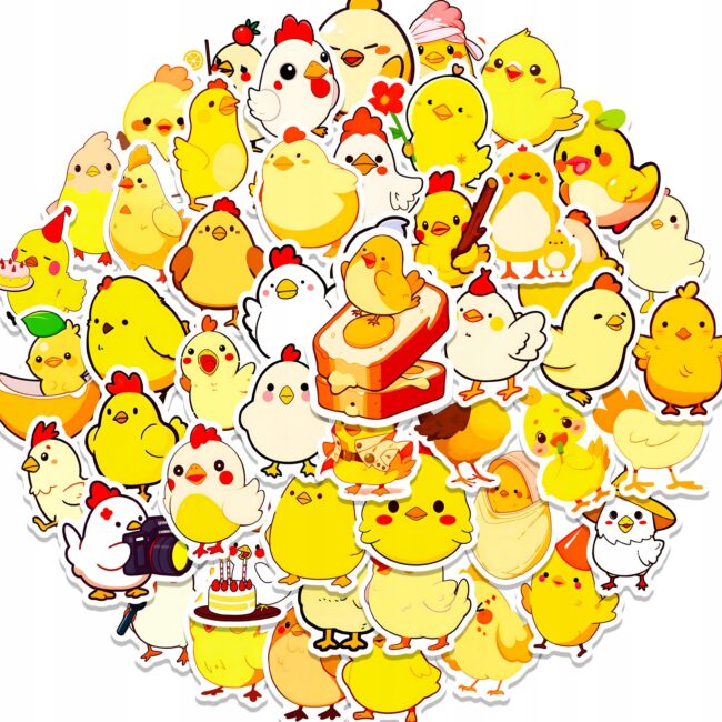 Naklejki świąteczne Kurczaczek Wielkanoc mix wzorów 50 sztuk WLK-099