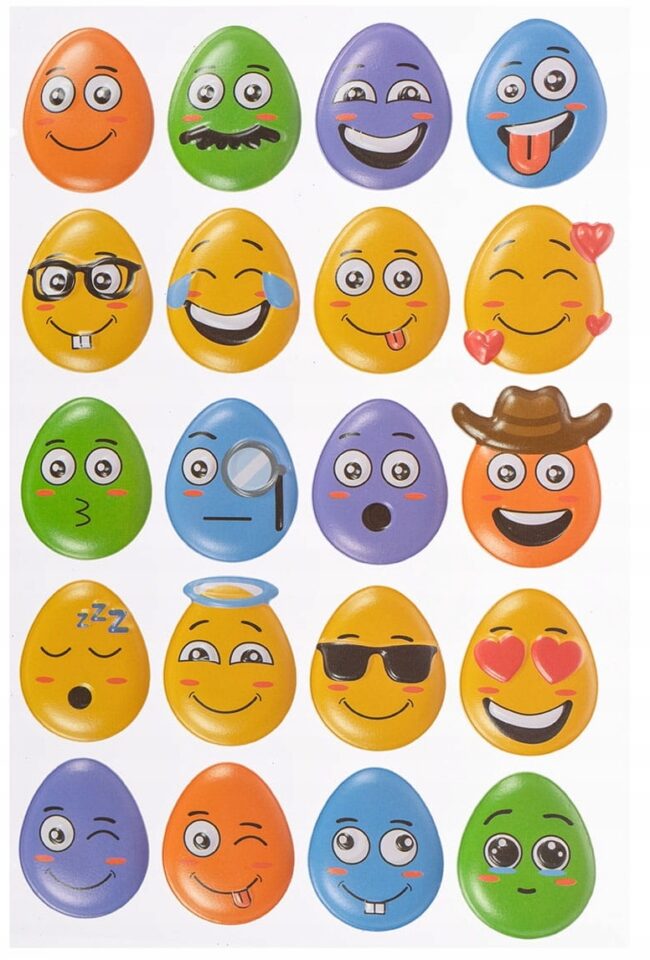 Naklejki Pisanki Buźki Mix wzorów 20 sztuk Wielkanoc WLK-088