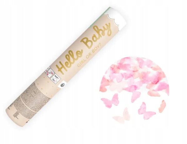 Tuba Girl strzelająca różowymi motylkami 20 cm Baby Shower