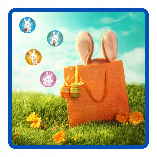 Naklejki na rolce Zajączek Happy Easter 500 sztuk Wielkanoc WLK-076 - obrazek 6