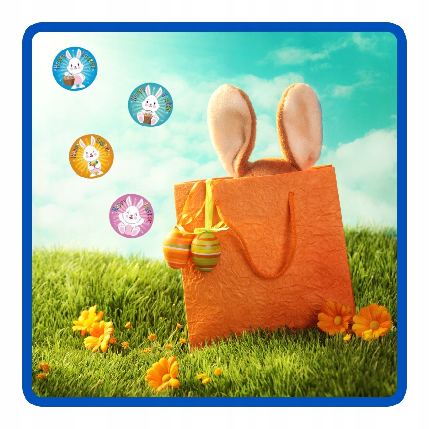 Naklejki na rolce Zajączek Happy Easter 500 sztuk Wielkanoc WLK-076 - obrazek 6