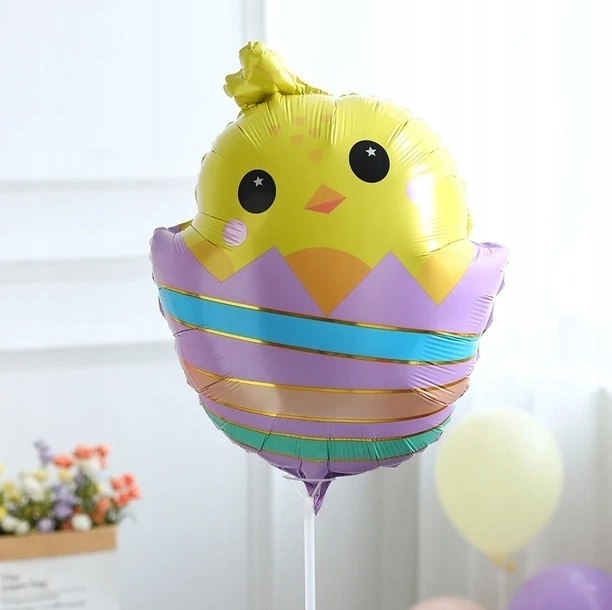 Balon foliowy Jajko Pisanka z Kurczakiem 44x57 cm Wielkanoc WLK-085 - obrazek 3